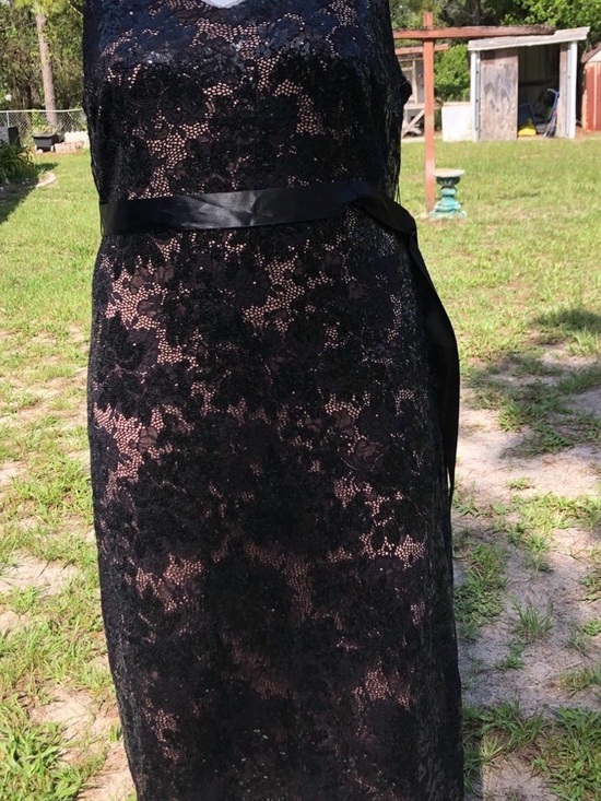 R&M Richards Dresses & Skirts - R&M Richards Black Lace Midi Dress with Nude Lining